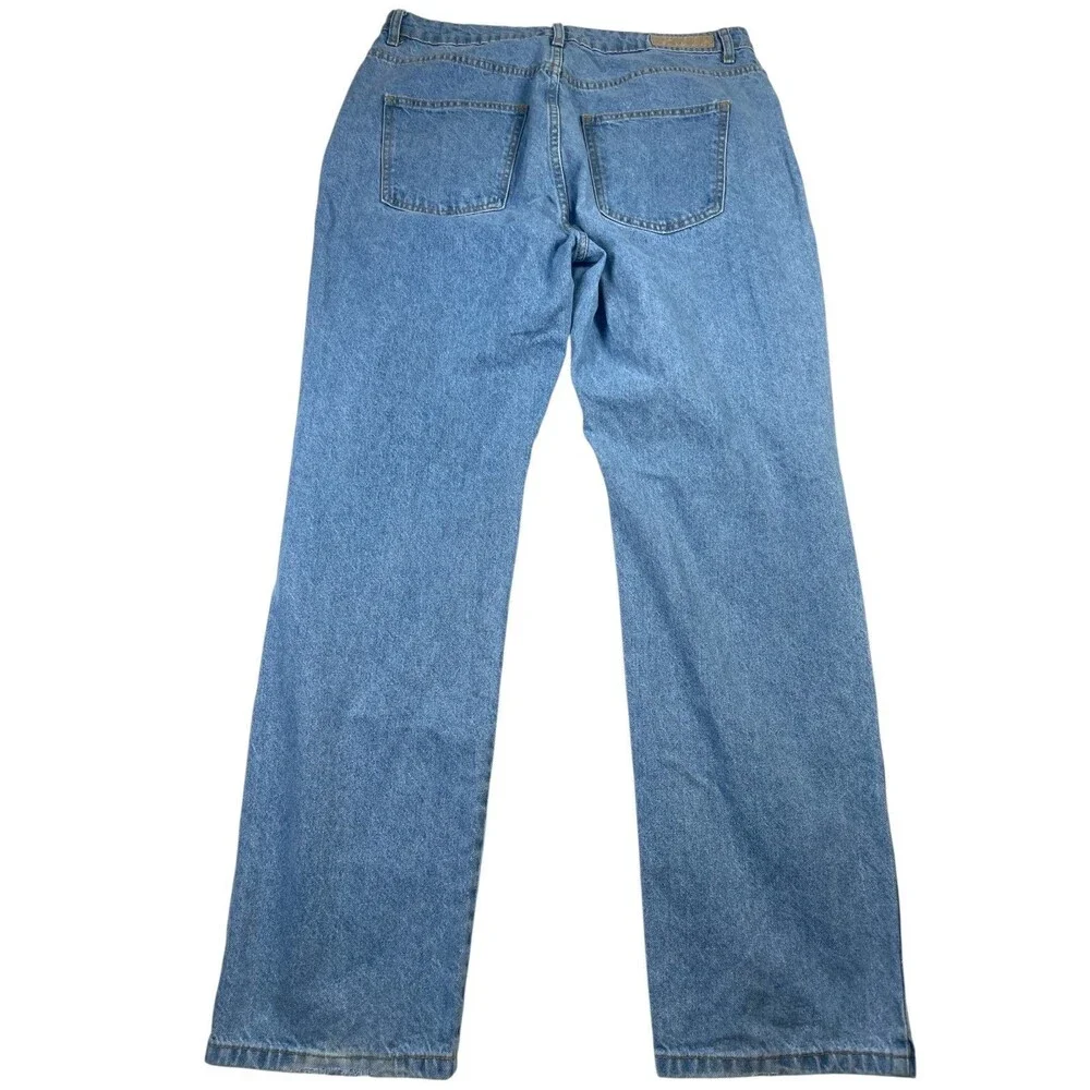Cotton: ON Jeans Women 12 Blue Denim Cotton‎ Pockets High-Rise Long Straight Leg